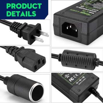 Facmogu 60W 12V 5A AC to DC Car Converter, AC 100-240V to DC 12V Car Cigarette Lighter Socket Power Supply Adapter, Power Converter for Car Fan Car Air Purifier Car MP3 Other Car Devices Under 60W