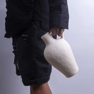 White Ceramic Vase BlossoME 12”H Large Pottery for Flowers Pampas Grass,Boho Modern Rustic Farmhouse Decoration for Livingroom Bedroom Kitchen Entryway Console Table Countertop Shelves