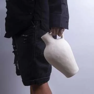 White Ceramic Vase BlossoME 12”H Large Pottery for Flowers Pampas Grass,Boho Modern Rustic Farmhouse Decoration for Livingroom Bedroom Kitchen Entryway Console Table Countertop Shelves