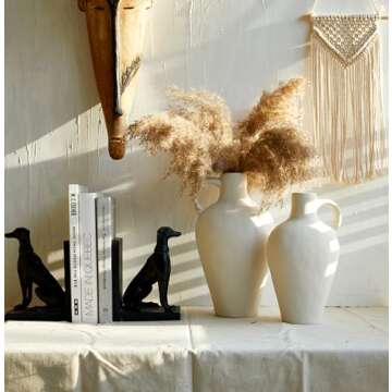 White Ceramic Vase BlossoME 12”H Large Pottery for Flowers Pampas Grass,Boho Modern Rustic Farmhouse Decoration for Livingroom Bedroom Kitchen Entryway Console Table Countertop Shelves