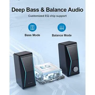 Computer Speakers, Dynamic RGB PC Speakers, Bluetooth 5.0 HiFi Computer Speakers for Desktop with 2 Bass Diaphragms & 4 Speaker Units, USB Powered & 3.5mm AUX Cable for PC Laptop Monitor Tablet Phone
