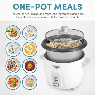 Aroma 6-Cup Rice Cooker One Touch Perfect Rice Every Time