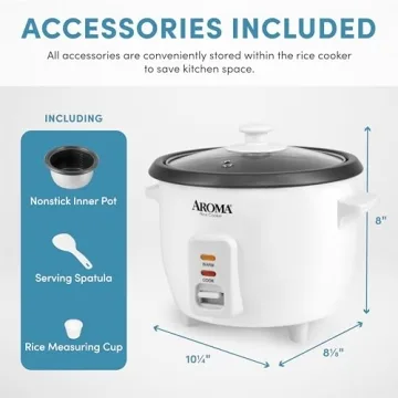 Aroma 6-Cup Rice Cooker One Touch Perfect Rice Every Time