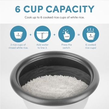 Aroma 6-Cup Rice Cooker One Touch Perfect Rice Every Time