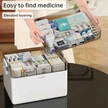 CTIME 3-Tier Medicine Storage Box - First Aid Kit Storage with Moisture-Proof Shading Design Portable Medicine Storage Box with a Leather Handle Ideal for Use in Homes Dorms