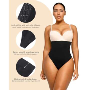 SHAPELLX Womens Shapewear Thong Tummy Control Seamless Waist Slimmer Panties Waist Cincher Shapewear...