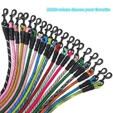 BTINESFUL 5/6/7/10 FT Dog Leash, Strong Nylon Rope Leash Soft Padded Handle, 29 Colors for Medium Large Dogs Walking Training