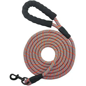 BTINESFUL 5/6/7/10 FT Dog Leash, Strong Nylon Rope Leash Soft Padded Handle, 29 Colors for Medium Large Dogs Walking Training