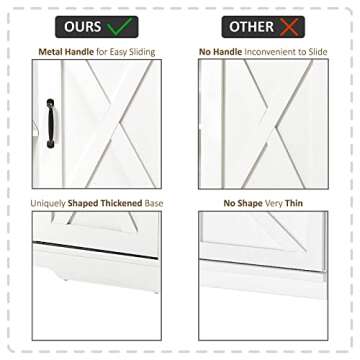 AMERLIFE TV Stand Sliding Barn Door Modern&Farmhouse Wood Entertainment Center, Storage Cabinet Table Living Room with Adjustable Shelves for TVs Up to 65", Distressed White&Rustic