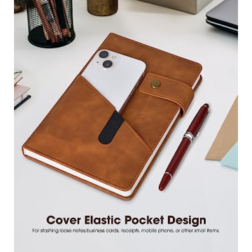 Brown A5 Leather Journal with Pen - 200 Pages Thick Paper
