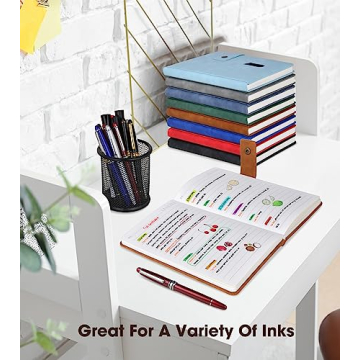 Brown A5 Leather Journal with Pen - 200 Pages Thick Paper