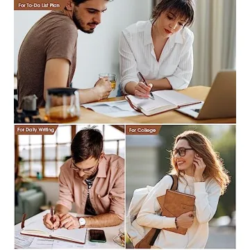 Brown A5 Leather Journal with Pen - 200 Pages Thick Paper