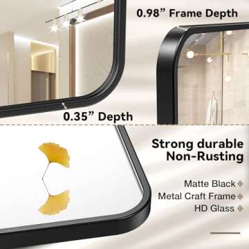 Brightify 40x30 Inch Black Metal Framed Mirror, Black Bathroom Mirror for Wall, Bathroom Vanity Mirr...