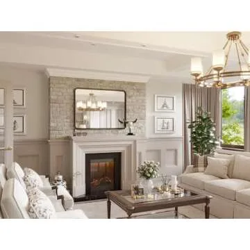 Brightify 40x30 Inch Black Metal Framed Mirror, Black Bathroom Mirror for Wall, Bathroom Vanity Mirror for Wall, Modern Rectangle Wall Mirror for Bathroom, Vertical or Horizontal