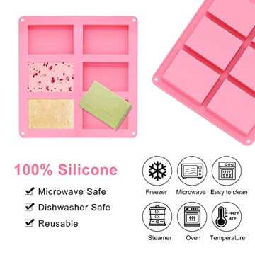 Soap Molds, Ozera 2 Pack Silicone Soap Mold, 6 Cavities Homemade Soap Making Chocolate Baking Molds