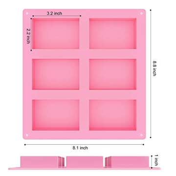 Soap Molds, Ozera 2 Pack Silicone Soap Mold, 6 Cavities Homemade Soap Making Chocolate Baking Molds