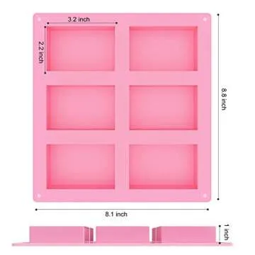 Soap Molds, Ozera 2 Pack Silicone Soap Mold, 6 Cavities Homemade Soap Making Chocolate Baking Molds