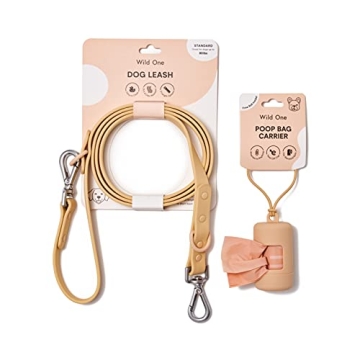 Wild One Adjustable Dog Leash with Poop Bag Carrier Set