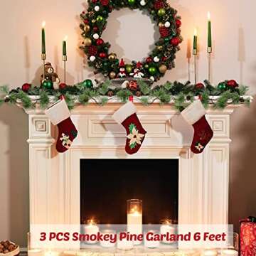 3 Pcs 6 ft Christmas Pine Garland with Pine Cones Green Christmas Decor Artificial Christmas Garland Modern Holiday Garland Winter Mantle Decor Garland Greenery Pine Tree Decor for Table Fireplace