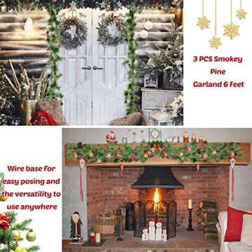 3 Pcs 6 ft Christmas Pine Garland with Pine Cones Green Christmas Decor Artificial Christmas Garland Modern Holiday Garland Winter Mantle Decor Garland Greenery Pine Tree Decor for Table Fireplace