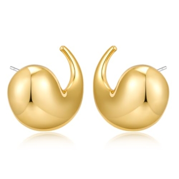 Stylish LILIE&WHITE Gold Bean Teardrop Stud Earrings for Women - Hypoallergenic, Lightweight Fashion...