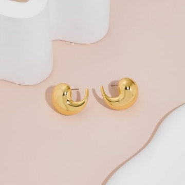 LILIE&WHITE Gold Bean Teardrop Stud Earrings Stylish Gift