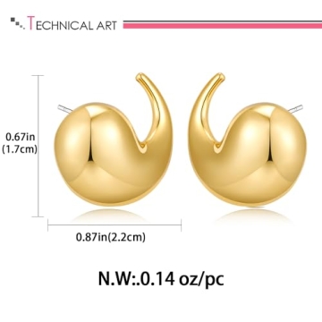 LILIE&WHITE Gold Bean Teardrop Stud Earrings Stylish Gift