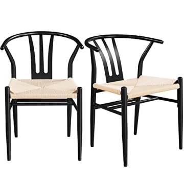Yaheetech 2PCS Weave Chair: Stylish Mid-Century Modern Dining Armchairs