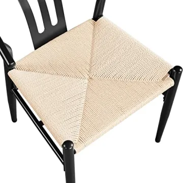 Yaheetech Mid-Century Modern Weave Dining Chairs Set