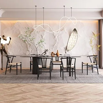 Yaheetech Mid-Century Modern Weave Dining Chairs Set