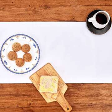 Mebakuk Linen Farmhouse Table Runner Large Burlap Style Soft and Waterproof Decorative Fabric Runner for Outdoor Wedding and Dinner (14 x 36 Inch, White)