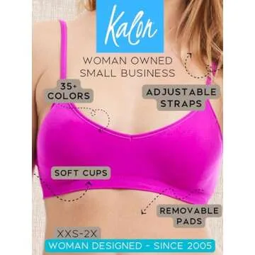 Kalon Women’s 4 Pack Demi Padded Bralette Wireless Comfortable Bra (M/L Busty, Neons)