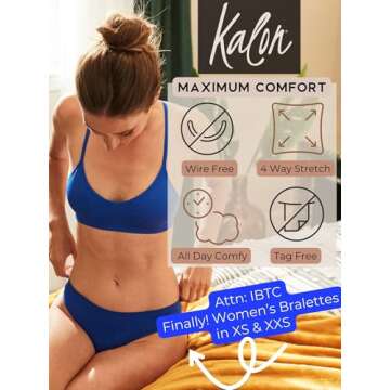 Kalon Women’s 4 Pack Demi Padded Bralette Wireless Comfortable Bra (M/L Busty, Neons)