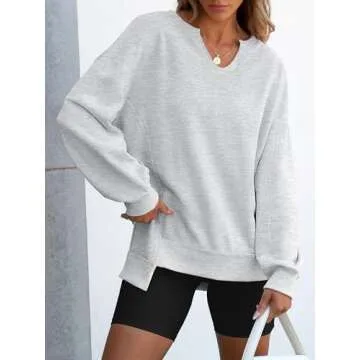 ANRABESS Womens Oversized Sweatshirt V Neck Long Sleeve Tunic Lightweight Pullover 2024 Winter Casua...