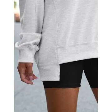 ANRABESS Womens Oversized Sweatshirt V Neck Long Sleeve Tunic Lightweight Pullover 2024 Winter Casual Tops Teen Girl Outfits Grey Medium