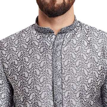 Sojanya (Since 1958, Men's Jacquard Silk Kurta & Churidaar Pyjama Grey