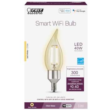 Feit Electric CFC40/927CA/FIL/AG 40 Watt Equivalent WiFi Dimmable, No Hub Required, Alexa or Google ...