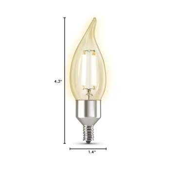Feit Electric CFC40/927CA/FIL/AG 40 Watt Equivalent WiFi Dimmable, No Hub Required, Alexa or Google Assistant, Flame Tip Filament Chandelier LED Smart Light Bulb, 4.3" H x 1.4" D, 2700K Soft White