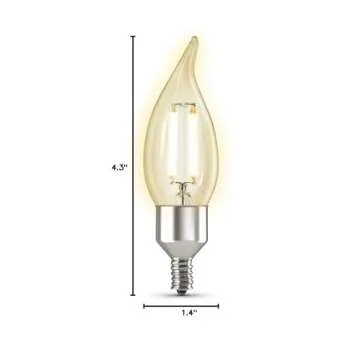 Feit Electric CFC40/927CA/FIL/AG 40 Watt Equivalent WiFi Dimmable, No Hub Required, Alexa or Google Assistant, Flame Tip Filament Chandelier LED Smart Light Bulb, 4.3" H x 1.4" D, 2700K Soft White