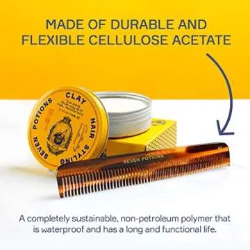 Hair Comb For Men 7.1 inch Fine and Coarse Tooth For Hair Beard And Moustache Hand Made and Sawcut (Hair Comb H1)