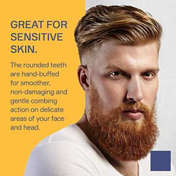 Hair Comb For Men 7.1 inch Fine and Coarse Tooth For Hair Beard And Moustache Hand Made and Sawcut (Hair Comb H1)