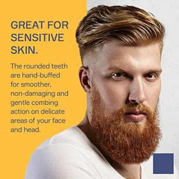 Hair Comb For Men 7.1 inch Fine and Coarse Tooth For Hair Beard And Moustache Hand Made and Sawcut (Hair Comb H1)