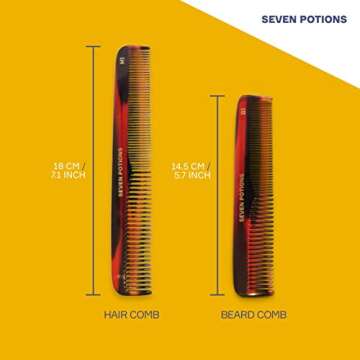 Hair Comb For Men 7.1 inch Fine and Coarse Tooth For Hair Beard And Moustache Hand Made and Sawcut (Hair Comb H1)