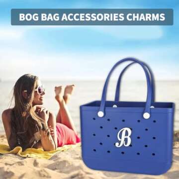 TOYORK Letter Charms for Bogg Bag Decorative Alphabet Bogg Bag Accessories Lettering Insert Charms Compatible with Bogg Bag,Charms for Rubber Beach Tote Bag White B