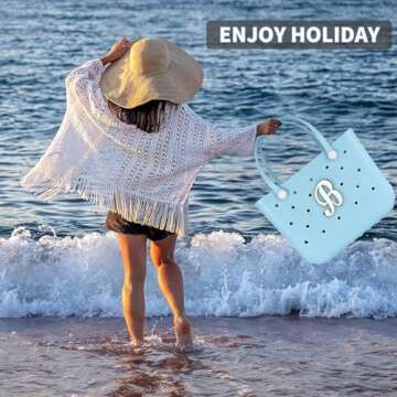 TOYORK Letter Charms for Bogg Bag Decorative Alphabet Bogg Bag Accessories Lettering Insert Charms Compatible with Bogg Bag,Charms for Rubber Beach Tote Bag White B