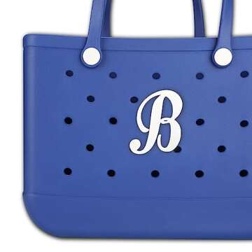 TOYORK Letter Charms for Bogg Bag Decorative Alphabet Bogg Bag Accessories Lettering Insert Charms Compatible with Bogg Bag,Charms for Rubber Beach Tote Bag White B