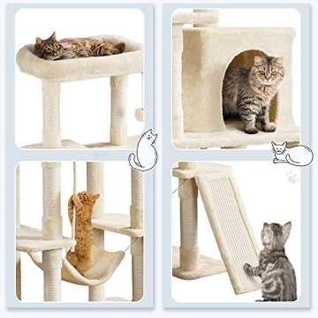 Yaheetech Cat Tree, 63 Inches Multi-Level Indoor Cat Play Structure with Scratching Posts, Hammock, ...