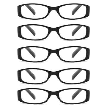 eyeezi 5 Pack Blue Light Blocking Reading Glasses for Women Men, Retro Stylish Spring Hinge UV400 Co...