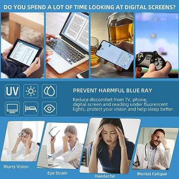 eyeezi 5 Pack Blue Light Blocking Reading Glasses for Women Men, Retro Stylish Spring Hinge UV400 Computer Rectangle Readers