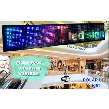 LED display with WiFi+USB, P10 RGB color sign 40" x 8" with high resolution and new SMD technology. ...